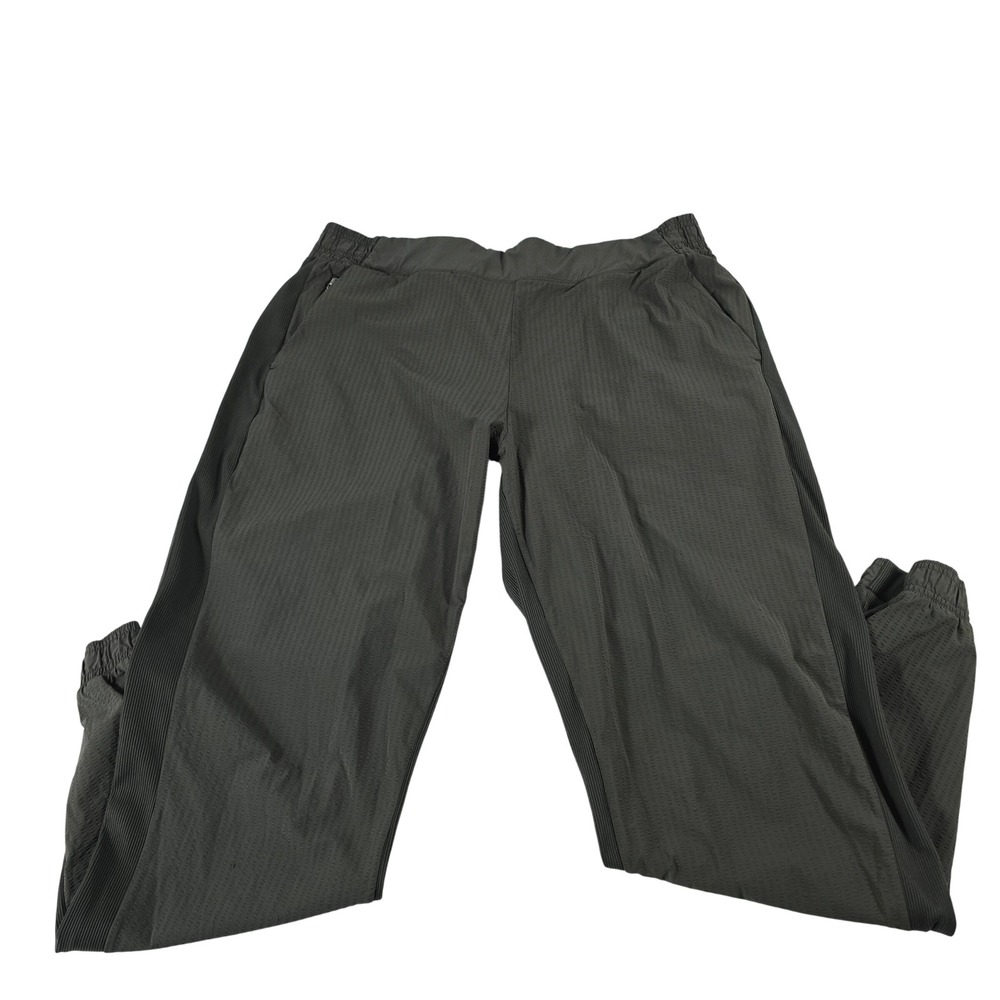 Athleta Textured Brooklyn‎ Jogger Pants Olive Green Size 16 Ribbed Side Panels